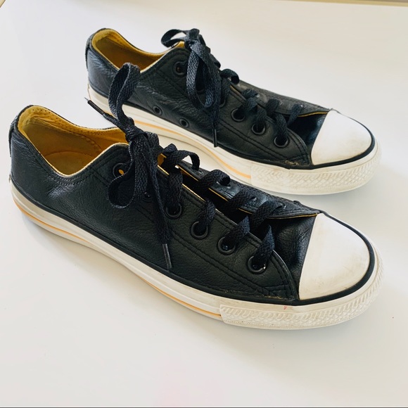 Converse Shoes - Black Leather Converse Chuck Taylor All Star